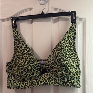 Cacique Green and Black Bikini with Plunging V-Neckline